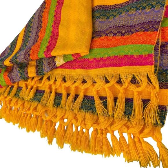 Ethnic Throw Boho Blanket Fringe Tassel Edge Multi Stripe Knit Accent Throw - Picture 4 of 13